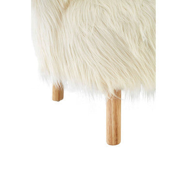 Kids White Faux Fur Chair with Wooden Legs
