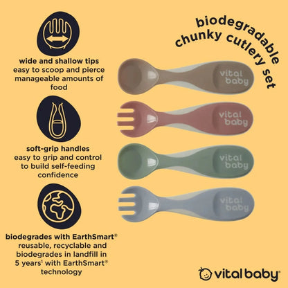 Vital Baby Nourish Chunky Cutlery Natural Pack of 4