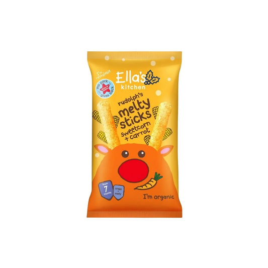 Bâtonnets fondants bio au maïs et à la carotte Ella's Kitchen, goûter pour bébé dès 7 mois, 16 g