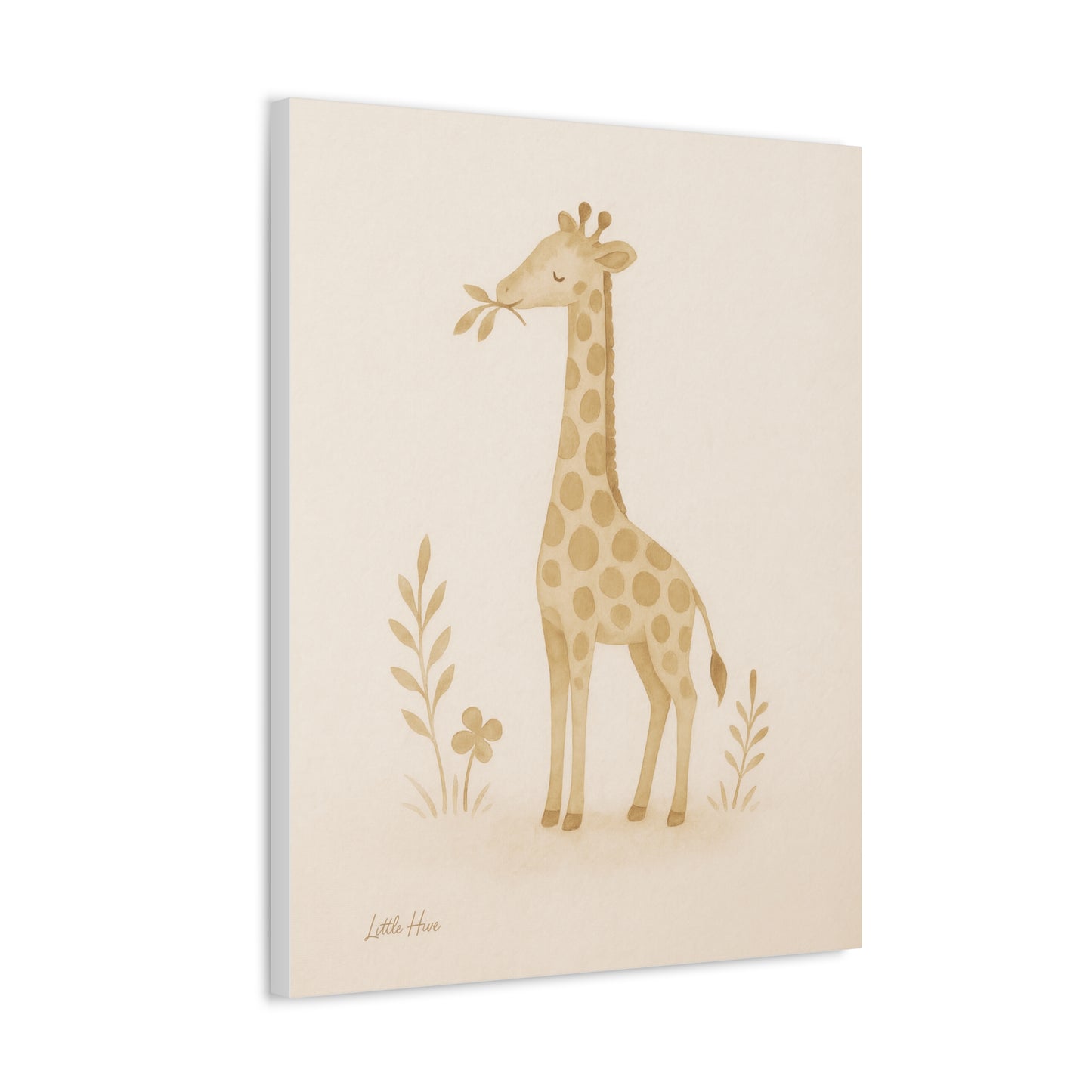 Giraffe Nursery Stretched Canvas — Neutral Baby Room Wall Art