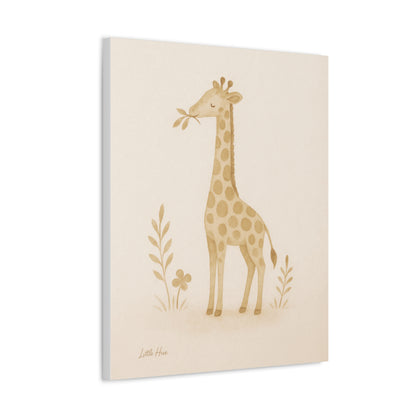 Giraffe Nursery Stretched Canvas — Neutral Baby Room Wall Art