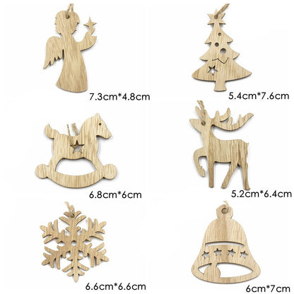 Pendentif décoratif en bois en forme de flocon de neige et d'élan pour Noël