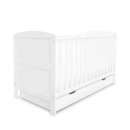 Ickle Bubba Coleby Classic Cot Bed & Under Drawer White - Fibre Mattress