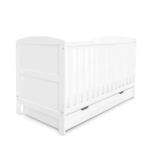 Ickle Bubba Coleby Classic Cot Bed & Under Drawer White - Fibre Mattress