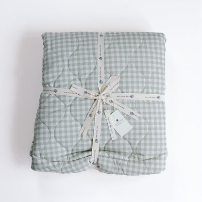 Ralphie Bear Sage Green Gingham Quilted Playmat