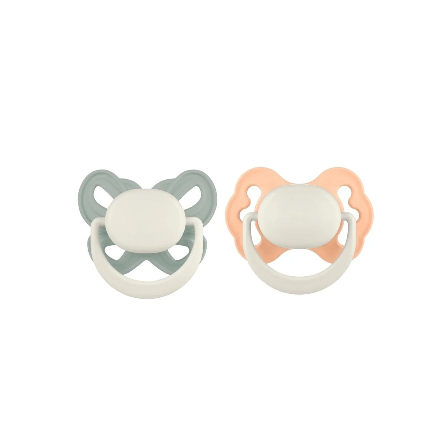 Mooma Clown & Butterfly Soothers 18+ months Pack of 2 - Light Orange & River Green