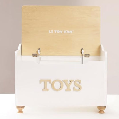 Le Toy Van - Kids Toy Box for Kids Toys White Wooden - Storage Box with Lid for Toddler Toys - Wooden Toy Chest - Age 3 Years +