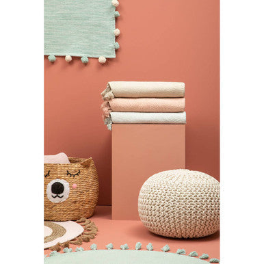 Kids Blue Round Rug with Tassels | Kids Rugs