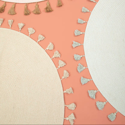Kids Blue Round Rug with Tassels | Kids Rugs