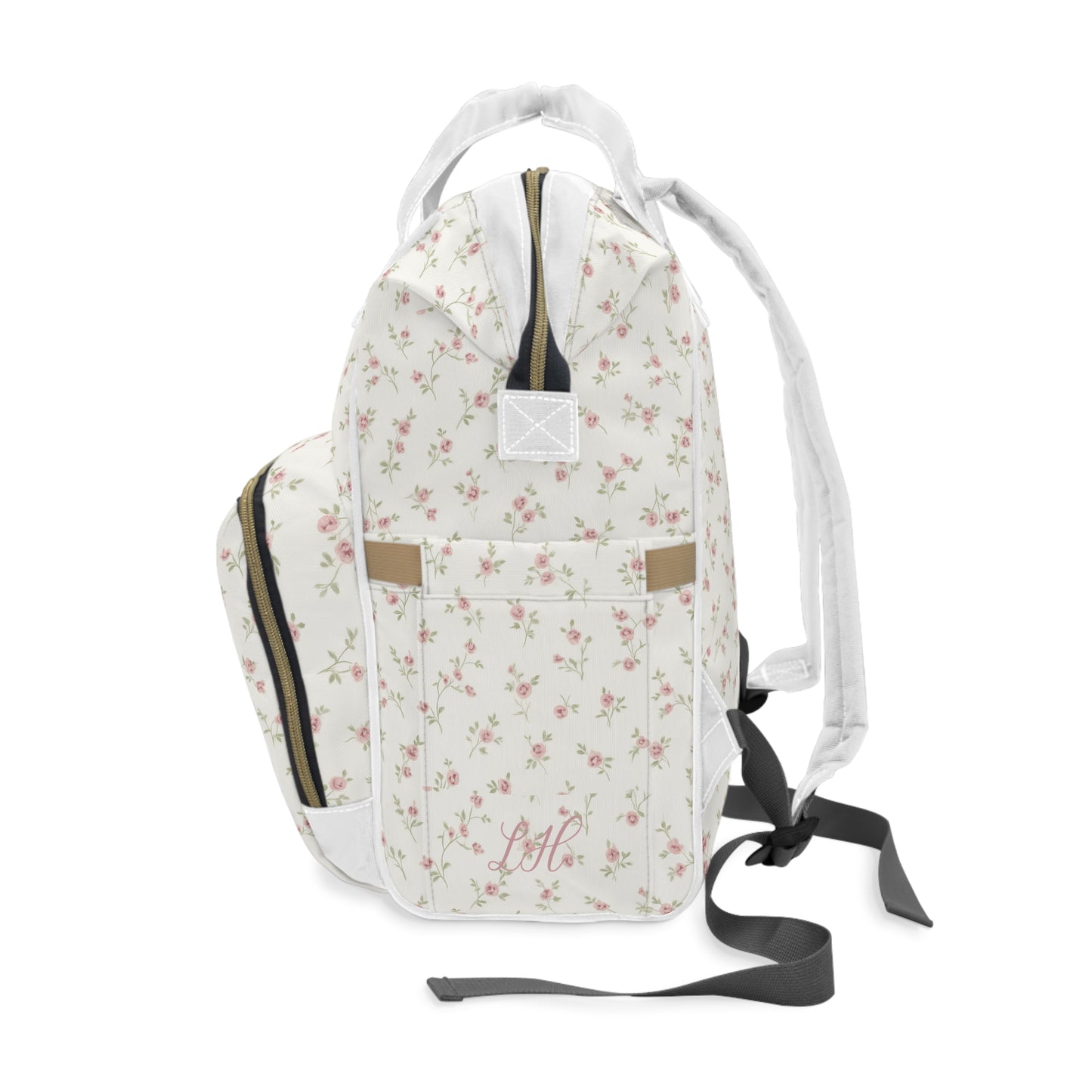 Floral Nappy Backpack – Multifunctional Baby Changing Bag with Pockets