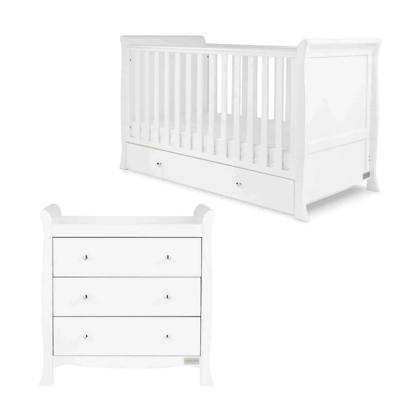 Ickle Bubba Snowdon Classic 2 Piece Furniture Set White - Premium Sprung Mattress
