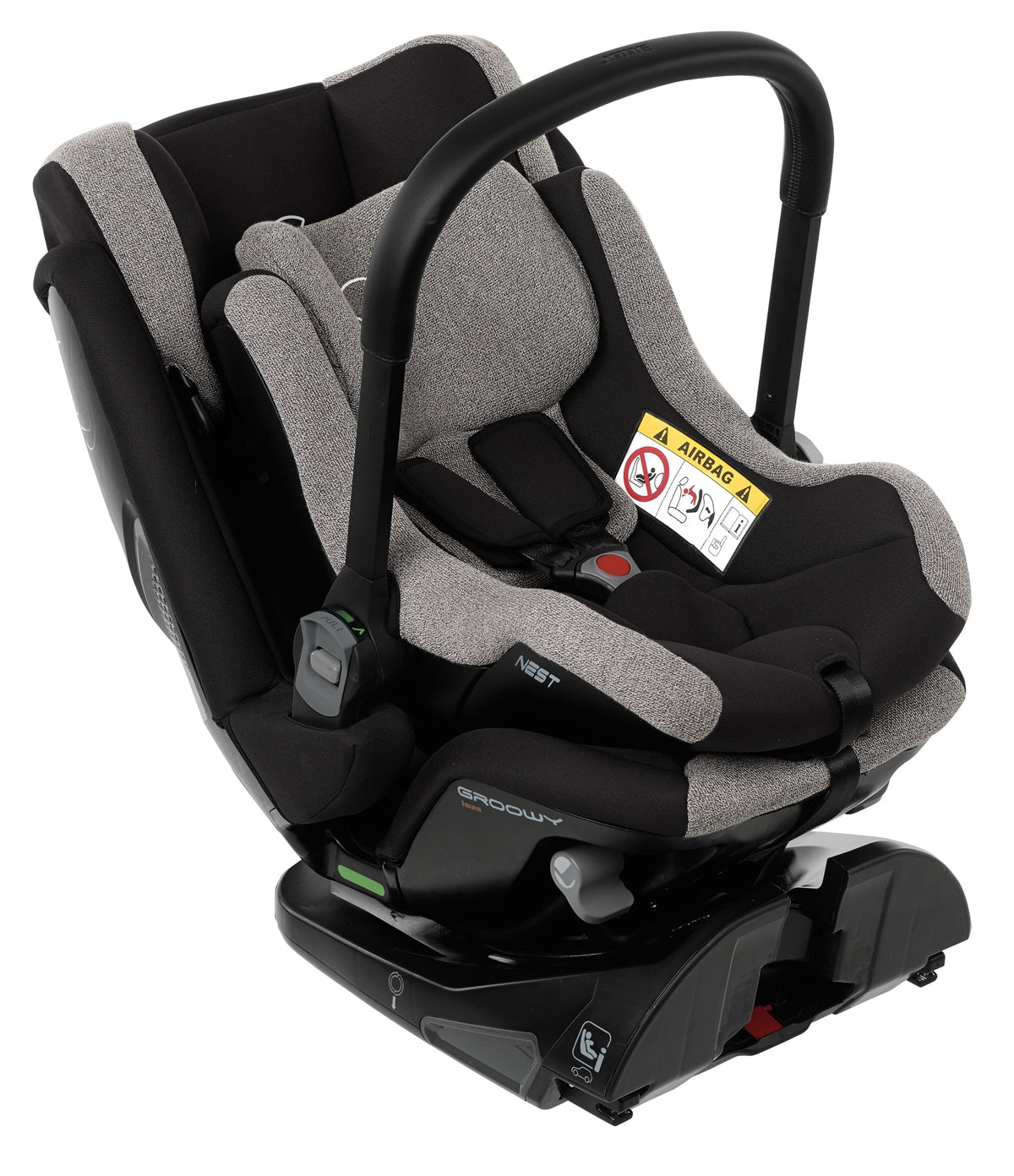 Jane Groowy + Nest i-Size Car Seat Combination 40-150cm, 0-12 Years, Matt Black