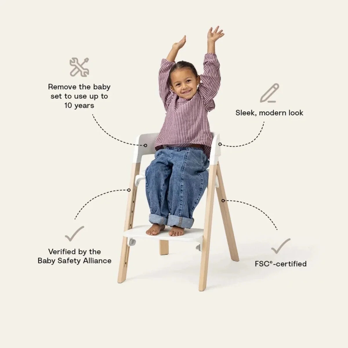 Stokke Steps Highchair - White & Natural