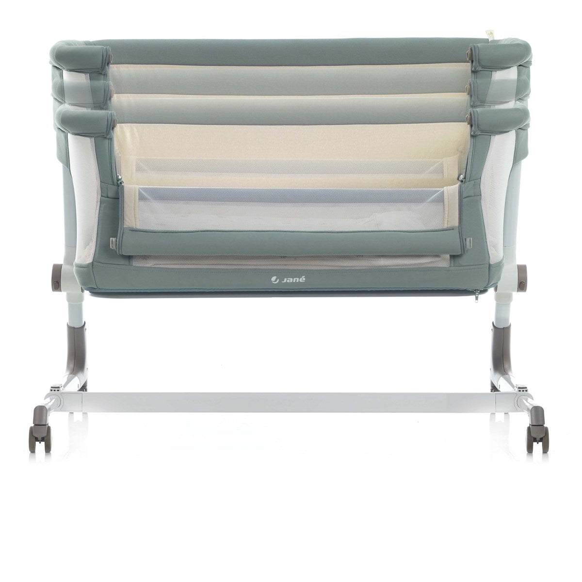 Jane Baby Side Crib + 4 Piece Bedding Set & Safety Mattress, Nature Edition