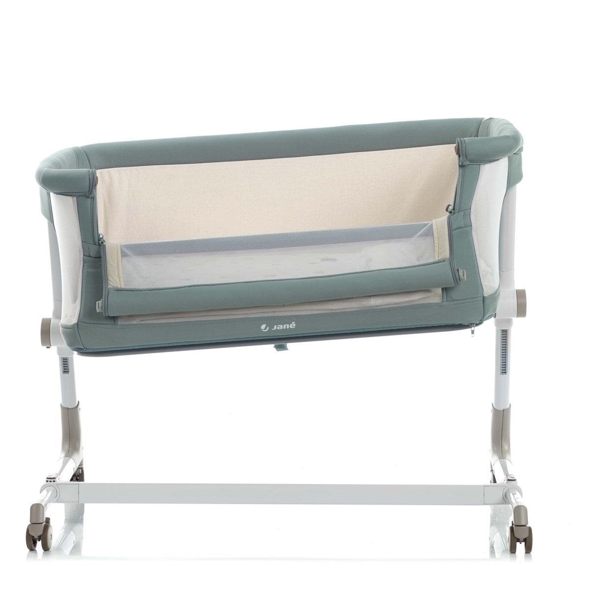Jane Baby Side Crib + 4 Piece Bedding Set & Safety Mattress, Nature Edition