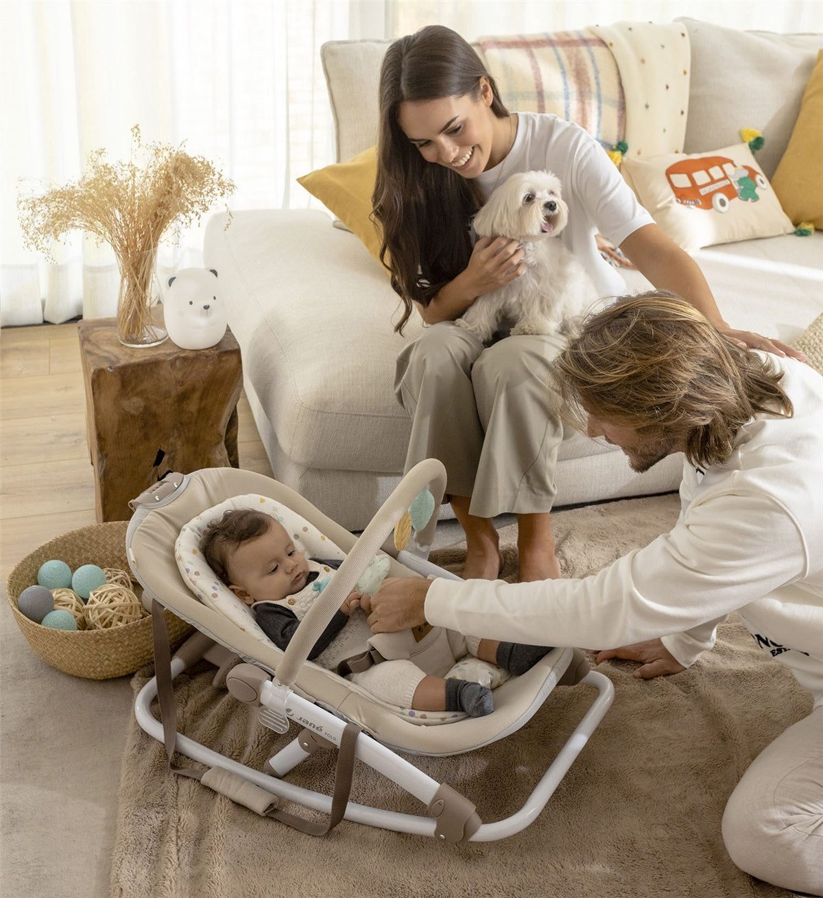 Jane Fold Hammock Baby Rocker with Toy Arch & Reversible Newborn Cushion, Star