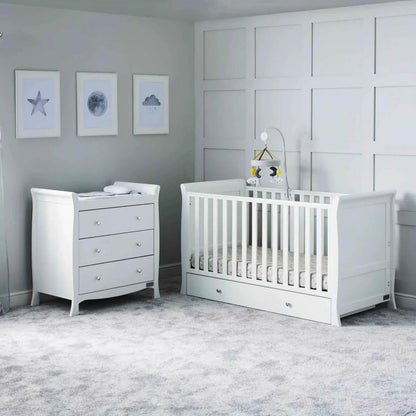 Ickle Bubba Snowdon Classic 2 Piece Furniture Set White - Premium Sprung Mattress