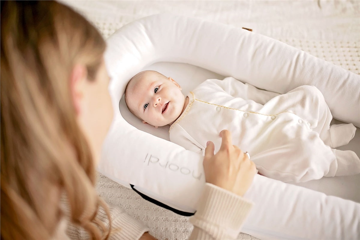 Noordi 2in1 Deluxe Baby Nest & Maternity Pillow with Silver-Ion Cotton, White