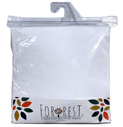Forrest Cotton Fitted Sheets – Pack of 2, 140 x 70 cm Cot Bed Size, White
