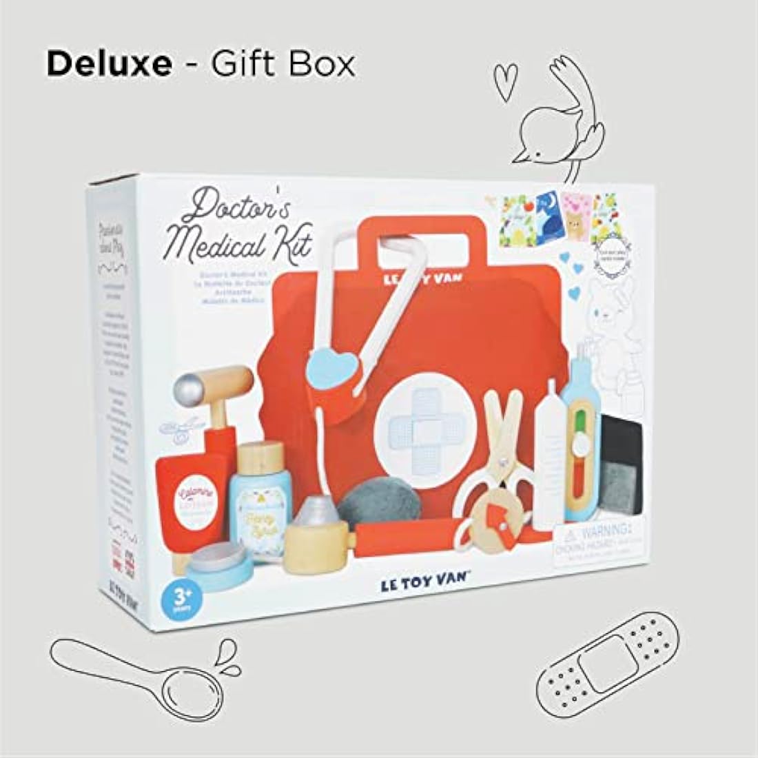 Le Toy Van Wooden Honeybake Doctors Play Set With Thermometer, Syringe, Stethoscope, Blood Pressure Gauge Plus More Role Play Toy