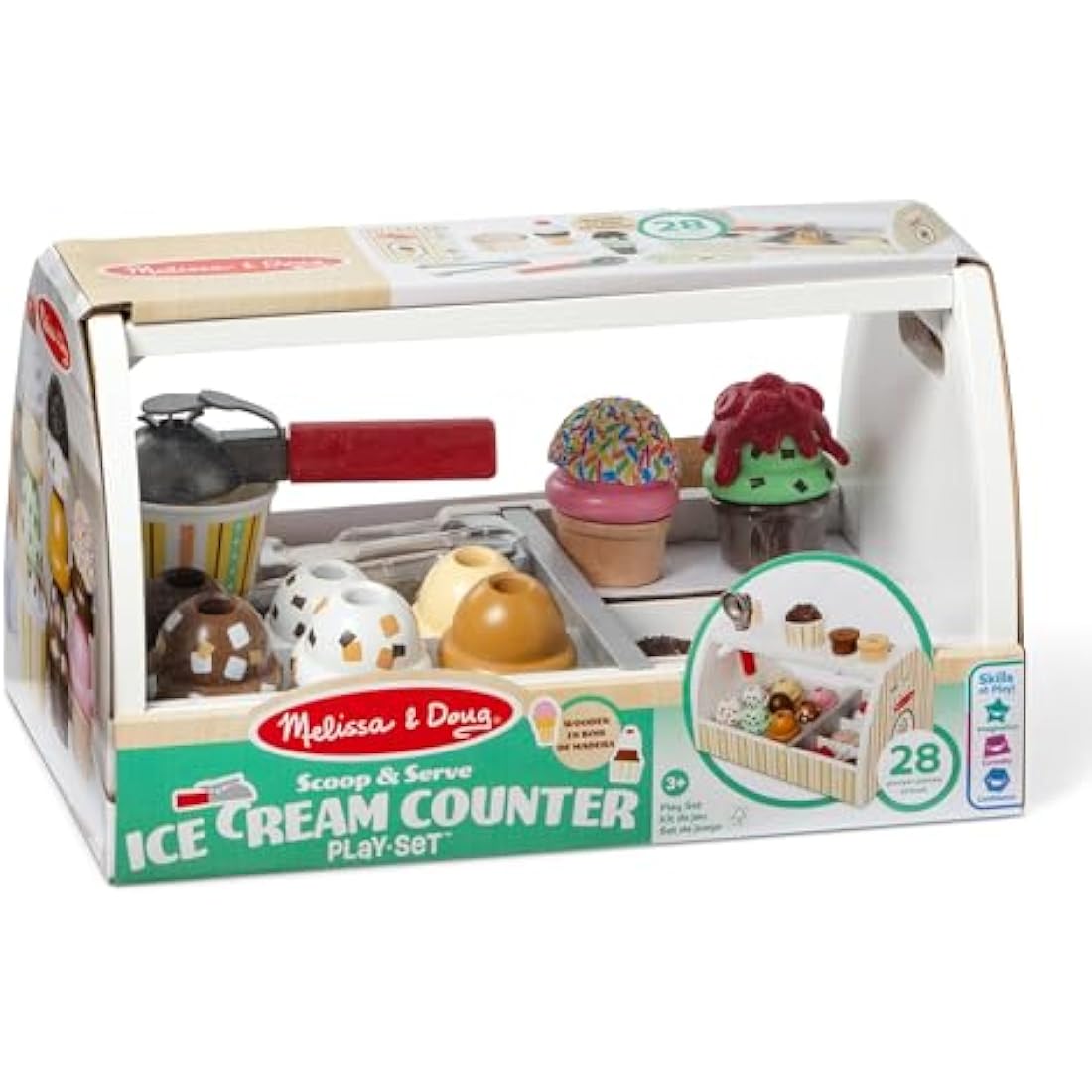 Melissa & Doug Wooden Ice Cream Toy Shop, Play Food Sets for Children, Food Toys & Kitchen Accessories, Gift for 3 Year Old Boy or Girl