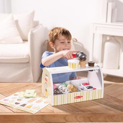 Melissa & Doug Wooden Ice Cream Toy Shop, Play Food Sets for Children, Food Toys & Kitchen Accessories, Gift for 3 Year Old Boy or Girl