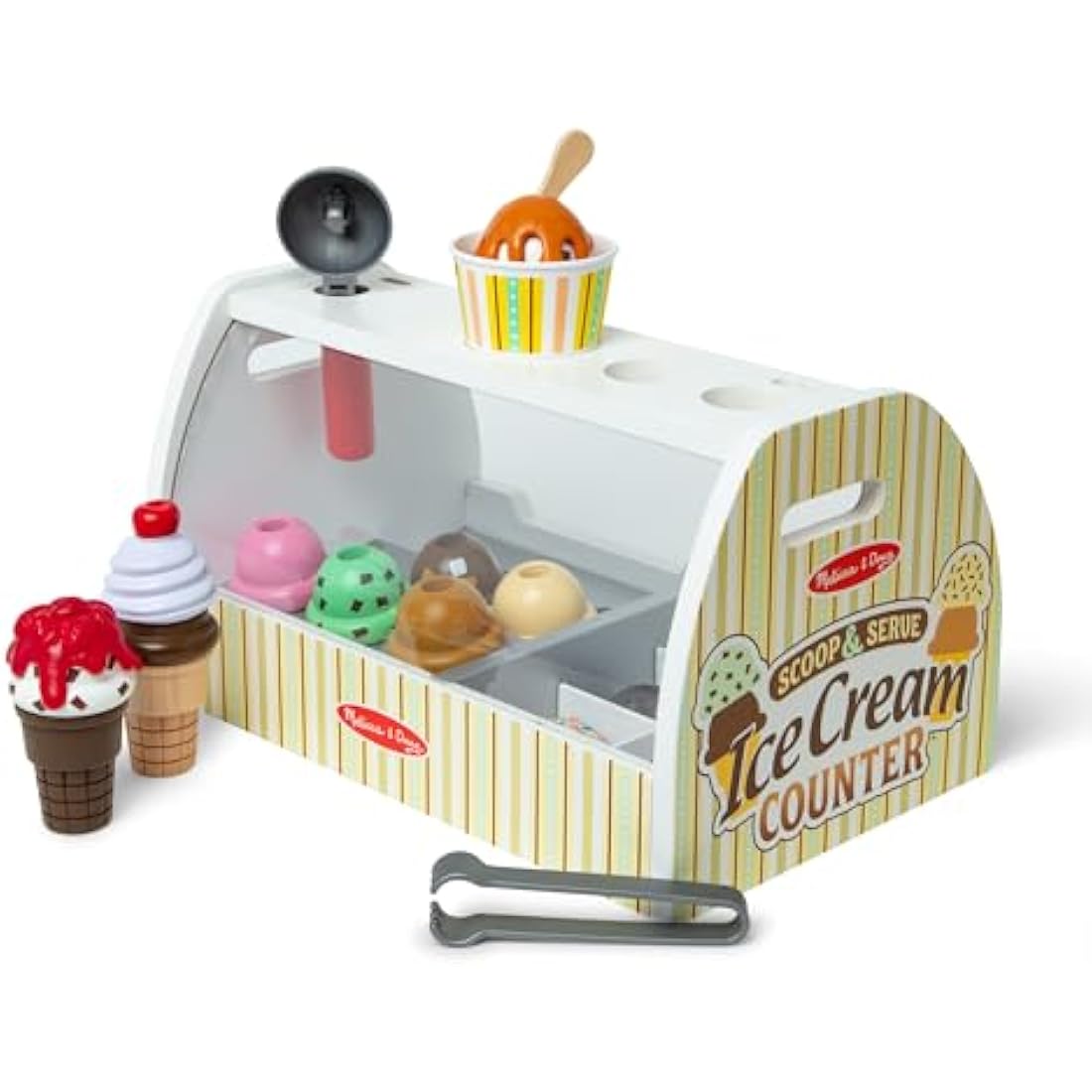 Melissa & Doug Wooden Ice Cream Toy Shop, Play Food Sets for Children, Food Toys & Kitchen Accessories, Gift for 3 Year Old Boy or Girl
