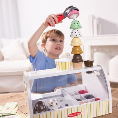 Melissa & Doug Wooden Ice Cream Toy Shop, Play Food Sets for Children, Food Toys & Kitchen Accessories, Gift for 3 Year Old Boy or Girl