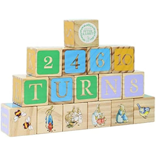Official Peter Rabbit Wooden Building Blocks - Early Development Activity Toys for Toddlers - Beatrix Potter Stacking Bricks by Rainbow Designs