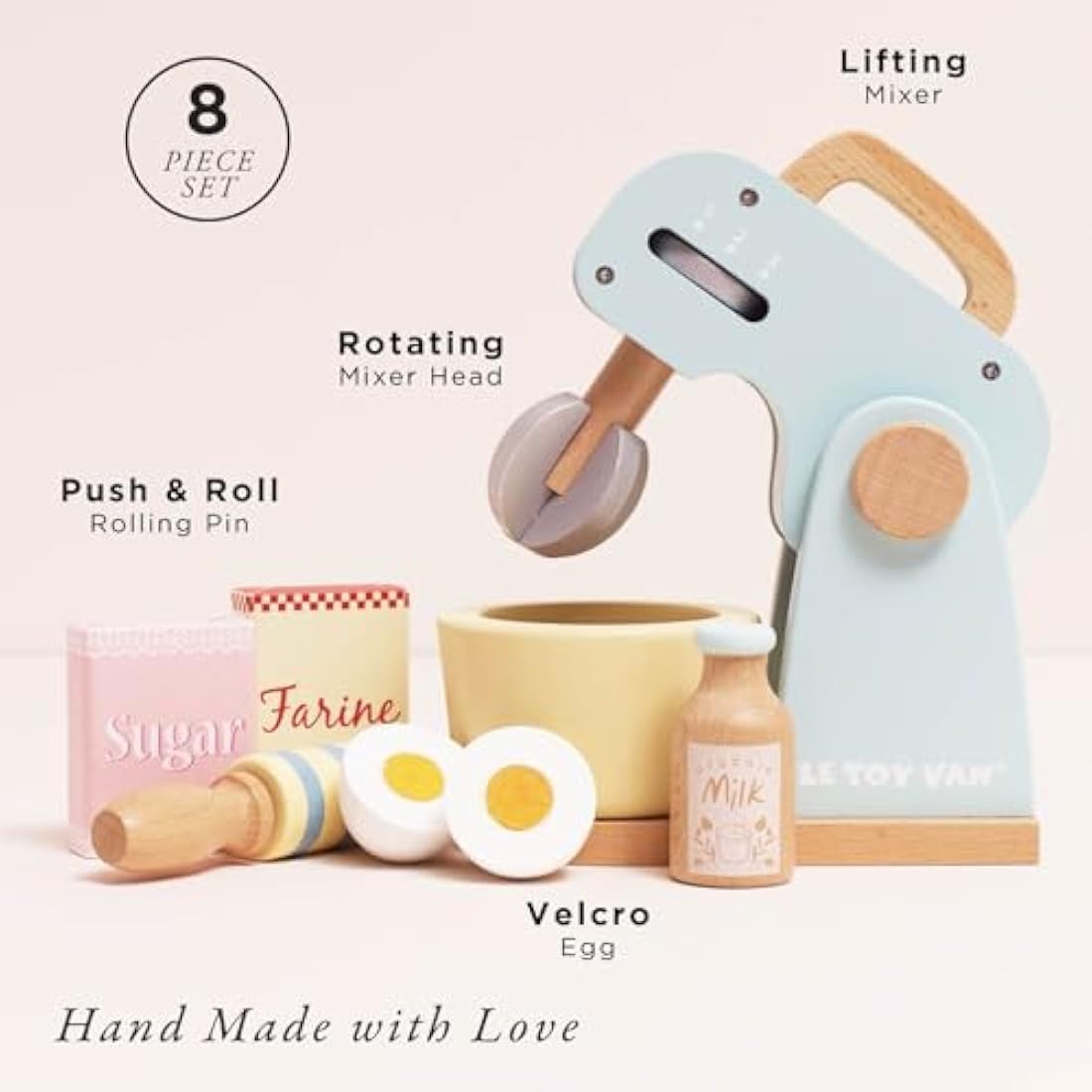 Le Toy Van - Honeybake Wooden Mixer Pretend Play Toy Set | Kids Role Play Toy Kitchen Accessories