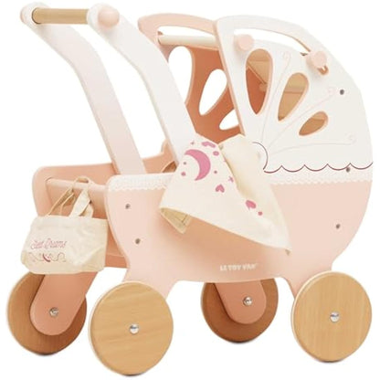 Le Toy Van - Educational Wooden Toy Role Play Beautiful Sweet Dreams Doll Toy Pram | Pretend Play Toy Pram Playset - For Ages 2+, Pink