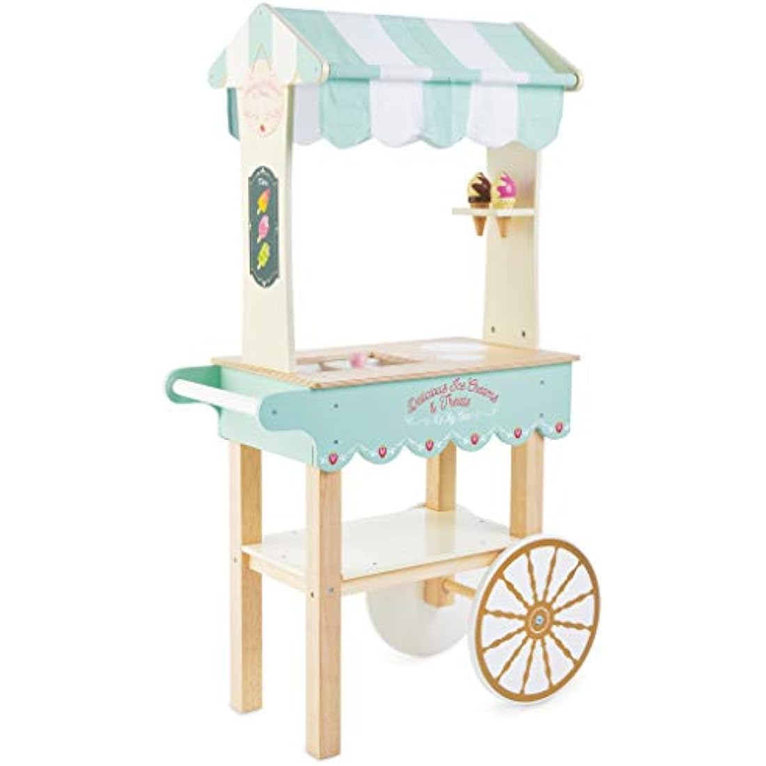 Le Toy Van - Educational Wooden Toy Role Play Ice Cream Trolley | Boys & Girls Pretend Play Toy Food Playset - For Ages 3+