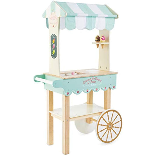 Le Toy Van - Educational Wooden Toy Role Play Ice Cream Trolley | Boys & Girls Pretend Play Toy Food Playset - For Ages 3+
