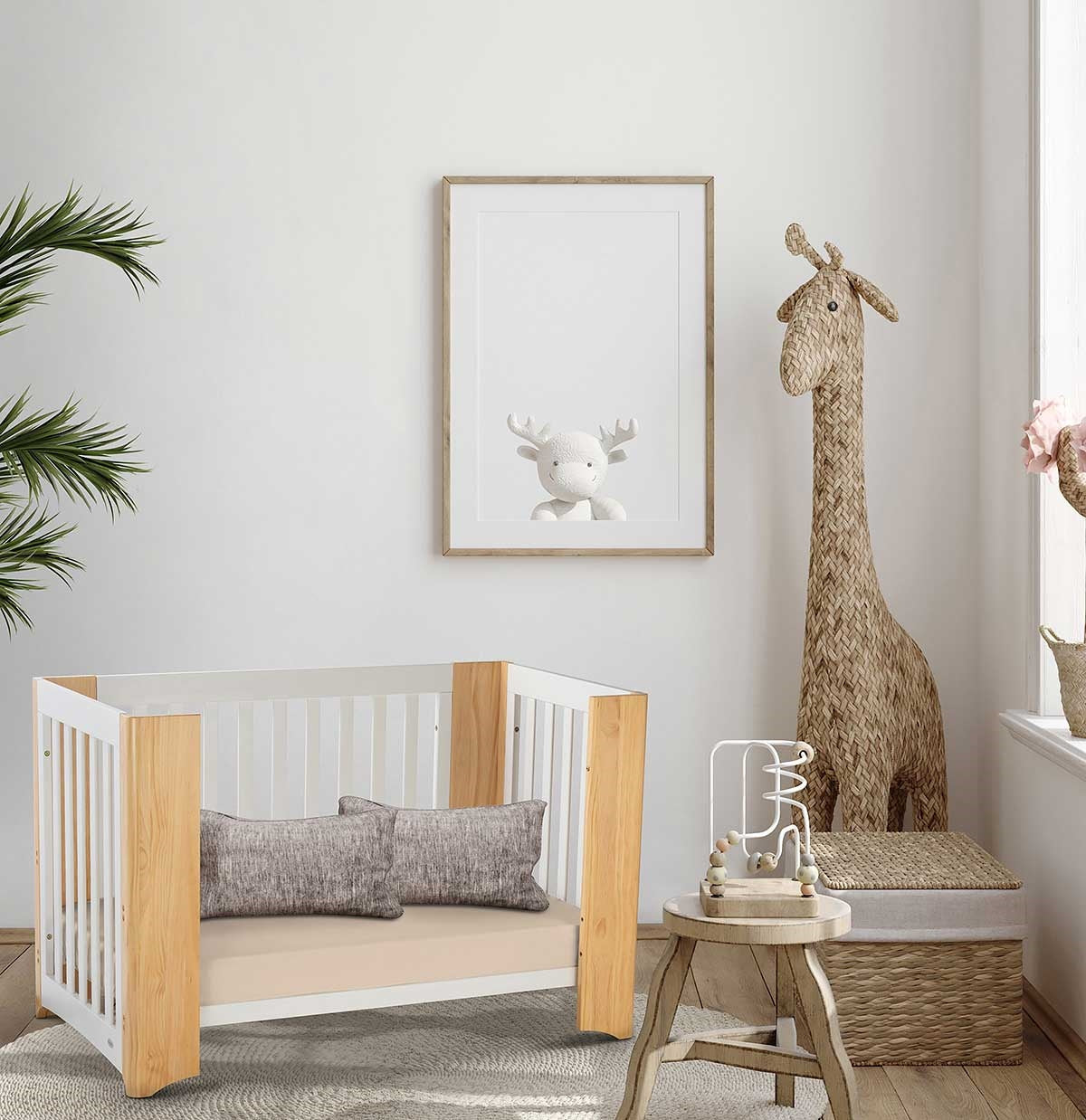 Cocoon Evoluer 4-in-1 Cotbed + Change Area Dresser + Mattresses, White / Natural