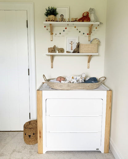 Cocoon Evoluer 4-in-1 Cotbed + Change Area Dresser + Mattresses, White / Natural