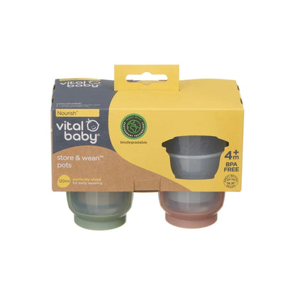 Pots de conservation et de sevrage Vital Baby Nourish 120 ml, lot de 4
