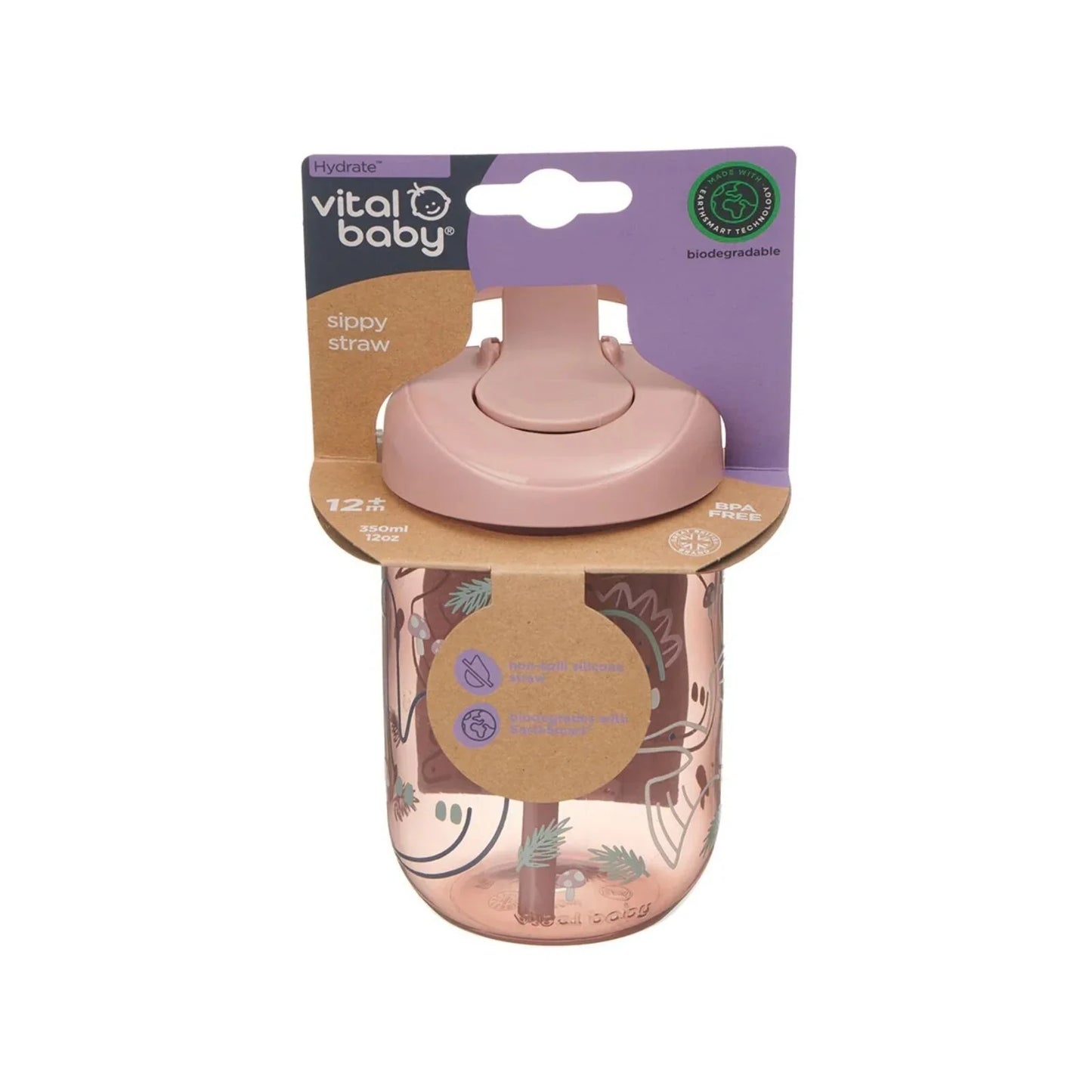 Vital Baby Hydrate Sippy Straw Cup 350ml - Natural Berry