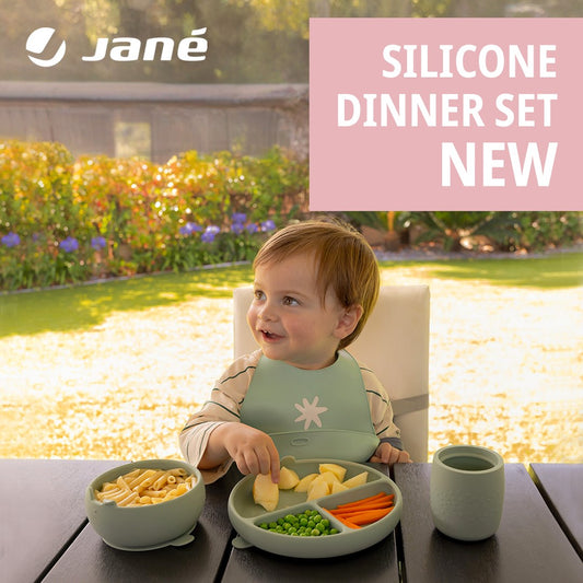 Complete 4-Piece Silicone Dinner Set for Babies - Plate, Bowl, Spoon, and Cup