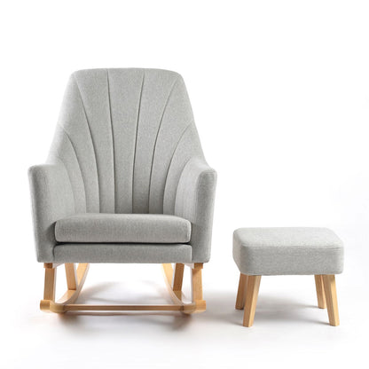 Johnston's Willow Nursing Rocking Chair & Footstool Set – Ergonomic Comfort for Feeding & Relaxing, Grey