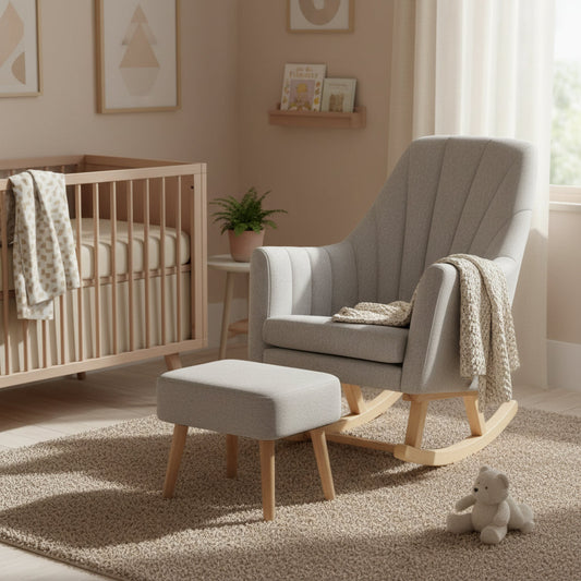 Johnston's Willow Nursing Rocking Chair & Footstool Set – Ergonomic Comfort for Feeding & Relaxing, Grey