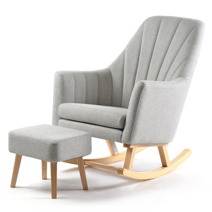 Johnston's Willow Nursing Rocking Chair & Footstool Set – Ergonomic Comfort for Feeding & Relaxing, Grey