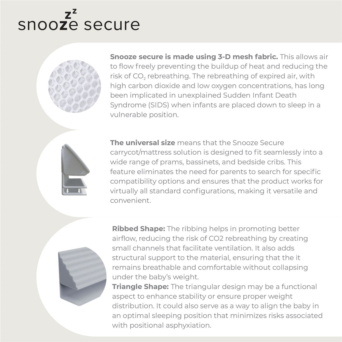 Snooze Secure 3D Air Mesh Baby Sleep Solution – Safer Sleep, Reduced CO₂ Risk