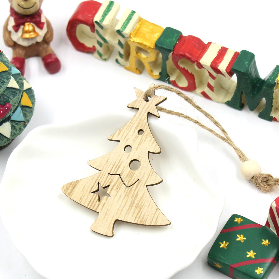 Pendentif décoratif en bois en forme de flocon de neige et d'élan pour Noël