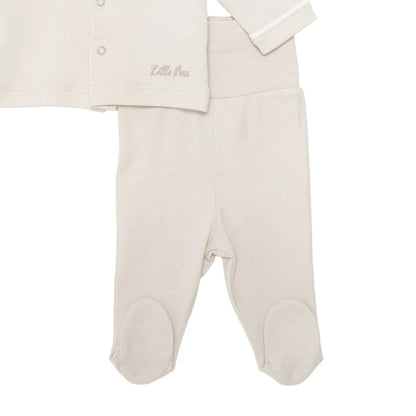 Bebetto Boys 5-Piece Newborn Hospital Set Snap Fastening Little Boss Shirt Collar Full Length Long S - Beige