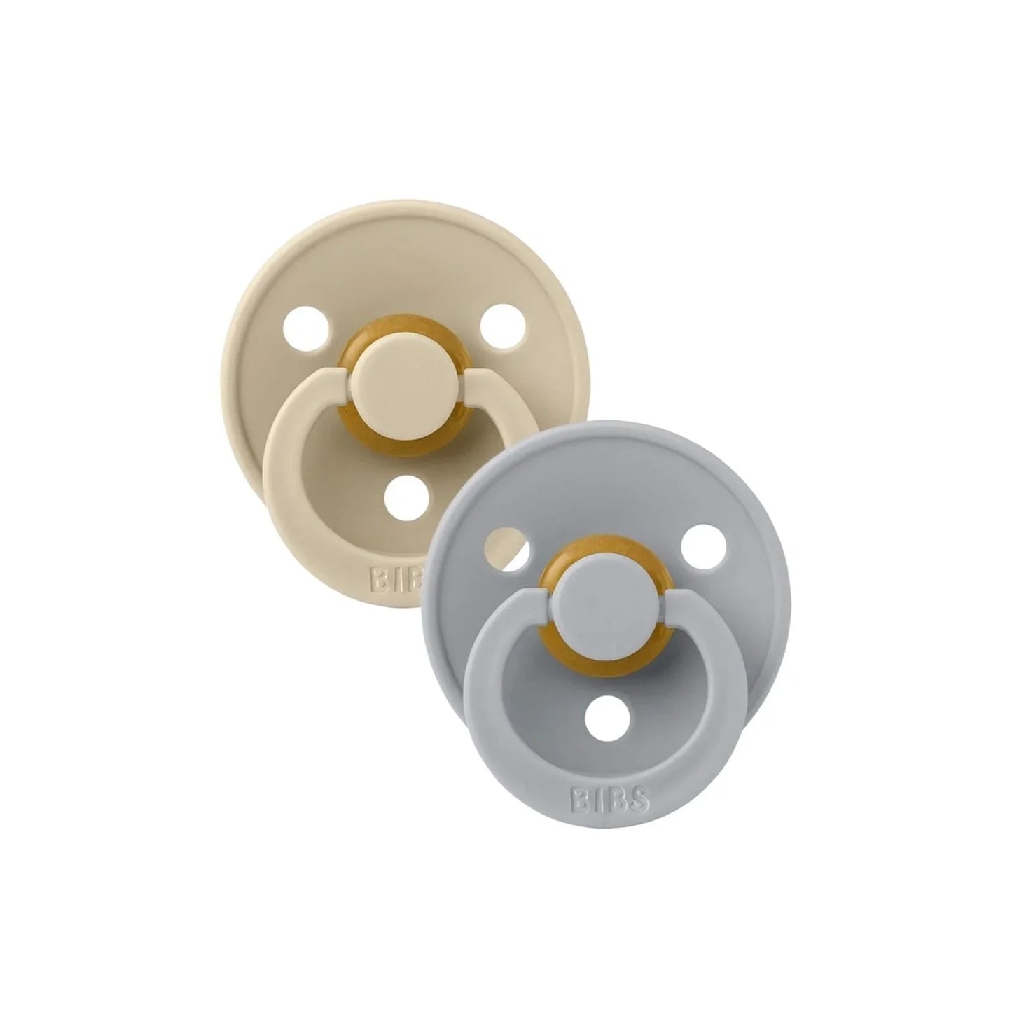 Sucettes en latex colorées BIBS 0-6 mois, lot de 2 - Vanille et Nuage
