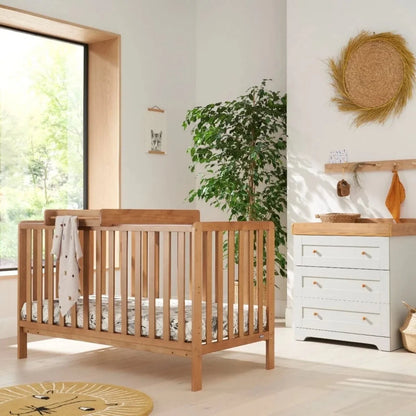 Tutti Bambini Malmo Cot Bed with Rio 2 pcs Furniture Set - Dove Grey/Honey Oak