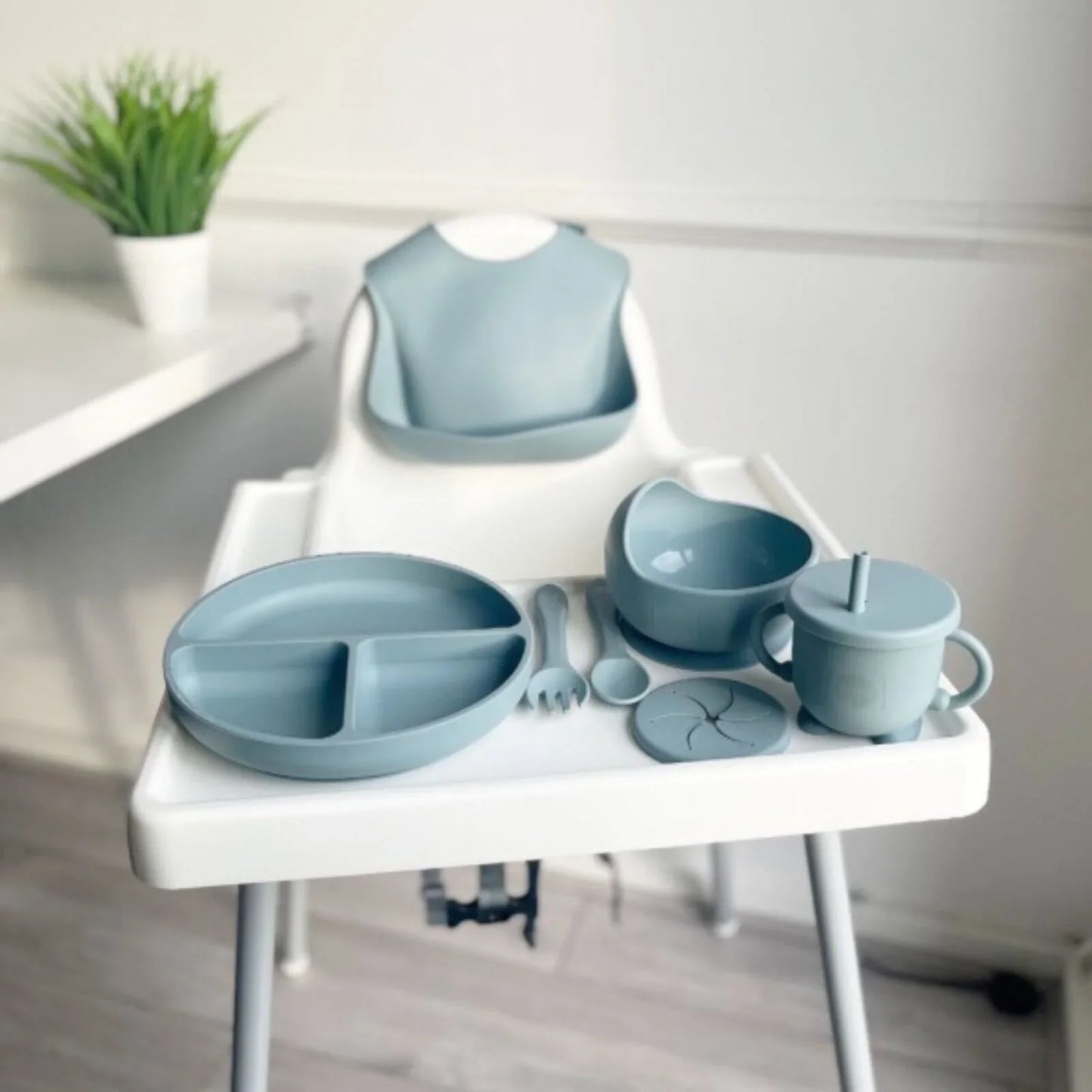 Ensemble d'alimentation en silicone BLW Essentials - Bleu foncé