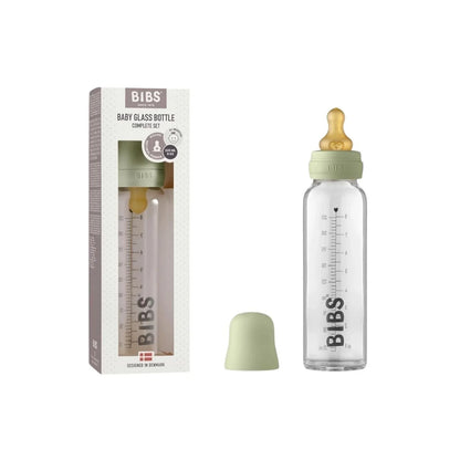 Biberon en verre BIBS pour bébé, ensemble complet, latex, 225 ml - Sauge