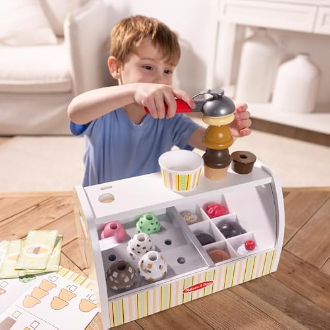 Melissa & Doug Wooden Ice Cream Toy Shop, Play Food Sets for Children, Food Toys & Kitchen Accessories, Gift for 3 Year Old Boy or Girl