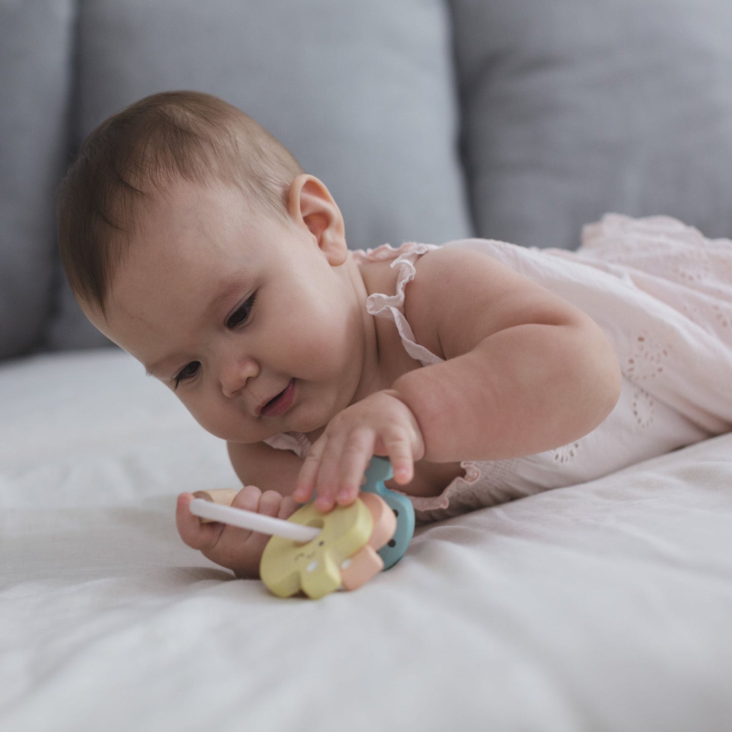PlanToys Wooden Baby Key Rattle Pastel Toy